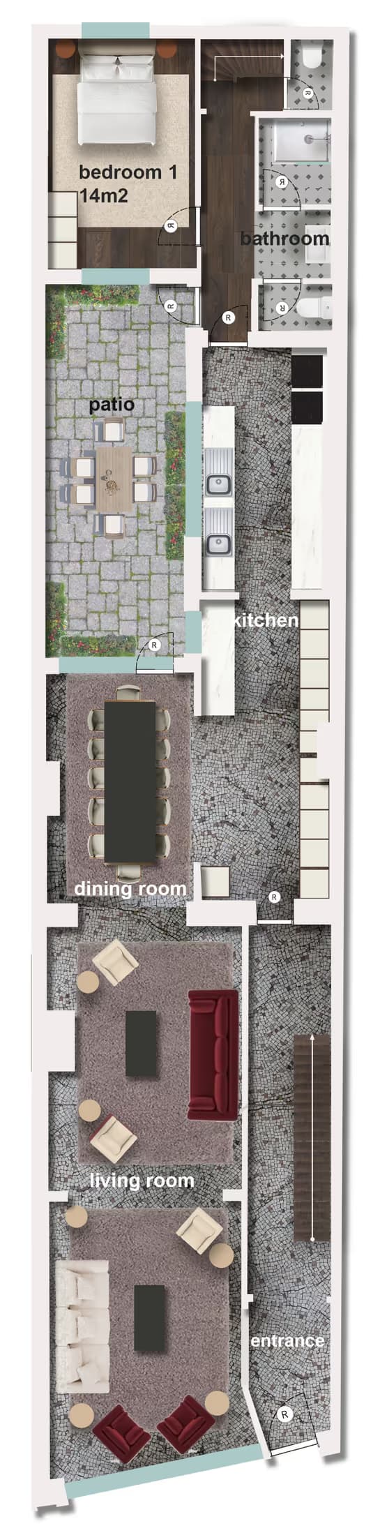 04. Coliving room – Garden Side Left miniatuur 9